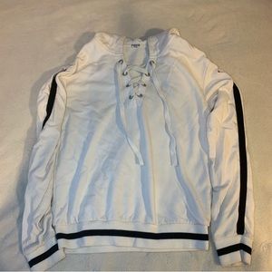 Garage Lace Up Hoodie White and Black